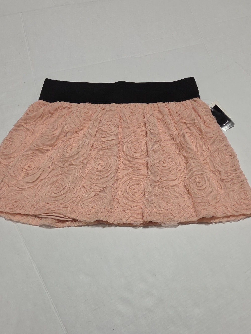Stoosh Peach Rosette Mini Skirt with Black Waistband